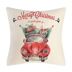 Vintage Car‎ Merry Christmas Pillowcase NWOT